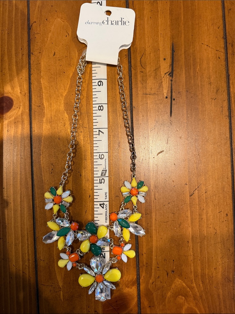 Charming Charlie Yellow, Green & Orange Floral Statement Necklace - Picture 3 of 4